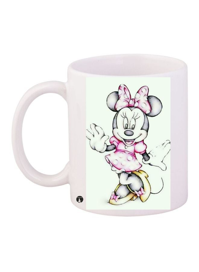 RYN Minnie Mouse Printed Coffee Mug White/Grey/Yellow 11ounce 