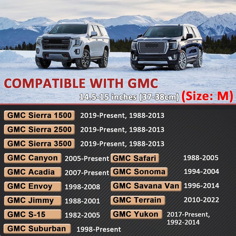 GIANT PANDA Steering Wheel Cover for GMC Sierra - Car Steering Wheel Cover for GMC Acadia Terrain Yukon - Black - Image 2