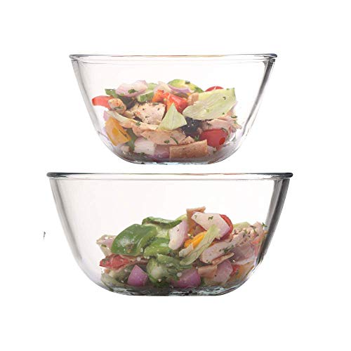 Femora Borosilicate Glass Mixing Bowl | Microwave Safe Bowl | Oven Bowls |1 Year Warrnty | Set of 2 (400 ML, 1050 ML) - Image 1