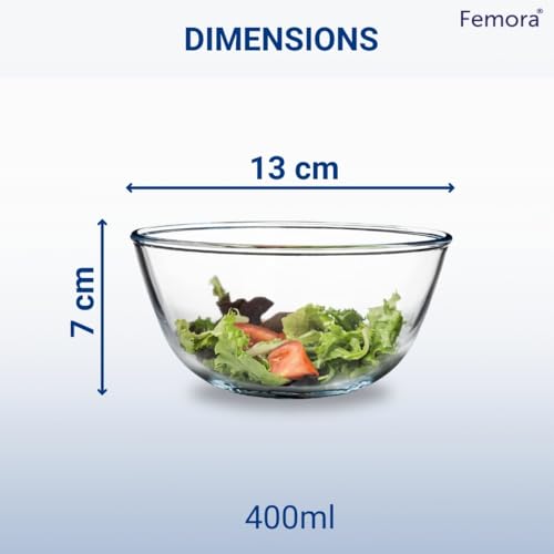 Femora Borosilicate Glass Mixing Bowl | Microwave Safe Bowl | Oven Bowls |1 Year Warrnty | Set of 2 (400 ML, 1050 ML) - Image 3