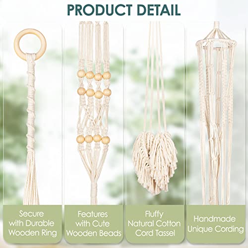 ANROYE Macrame Plant Hanger for Indoor Set of 4, Bohemian Hanging Planter with Tassels for Flower Pot, Boho Decorative Houseplant Rope Holder for Home Decor Bedroom Window Farmhouse - Image 5
