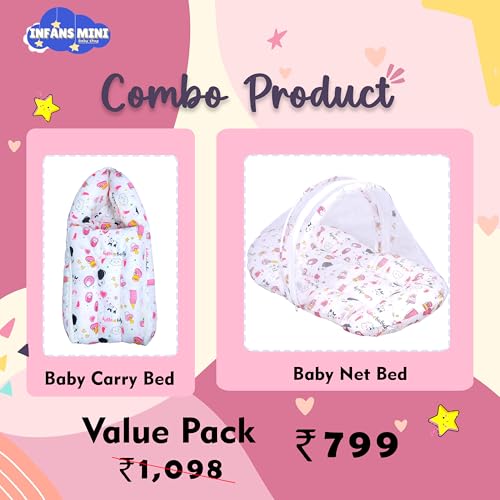 Infans Mini Baby Bedding Set for New Born Baby Sleeping Bag, Mosquito Net Bed Suitable Upto 6 Months Babies (Panda Pink) - Image 5