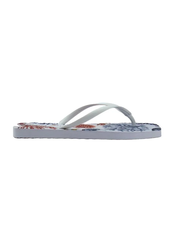 Voices Slim Capri Women'S Flip Flops With Square Shape Printed Sole - White