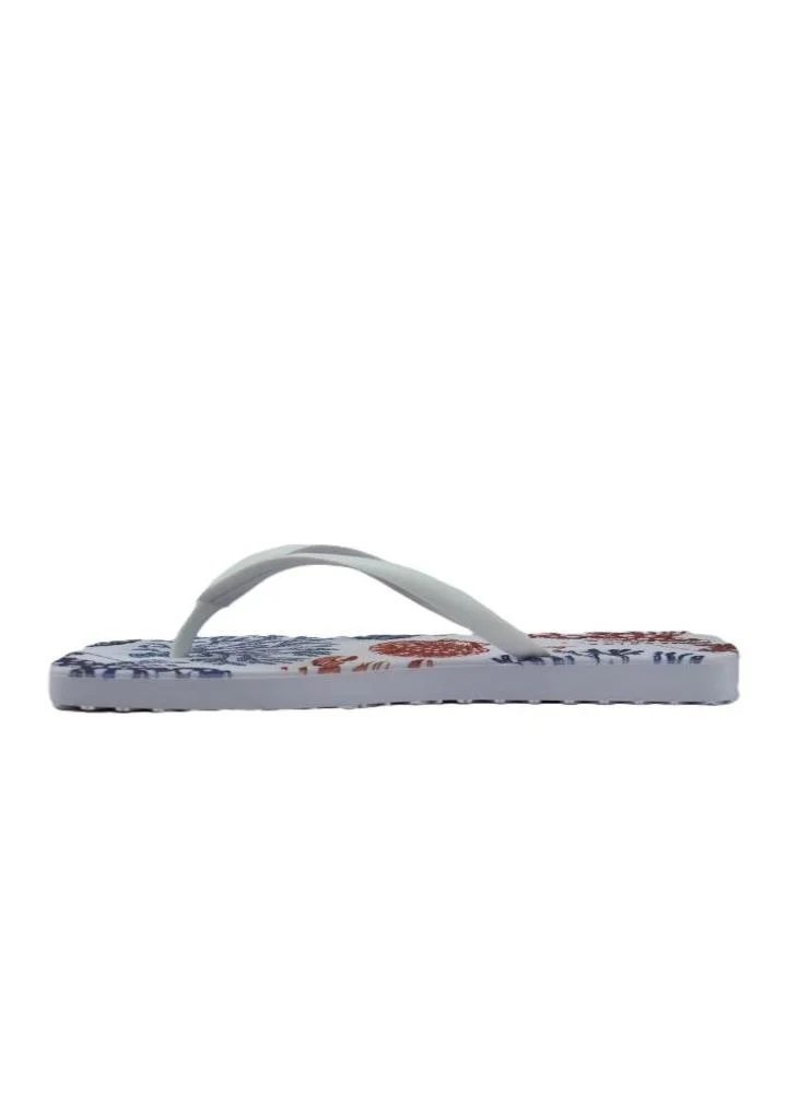 Voices Slim Capri Women'S Flip Flops With Square Shape Printed Sole - White