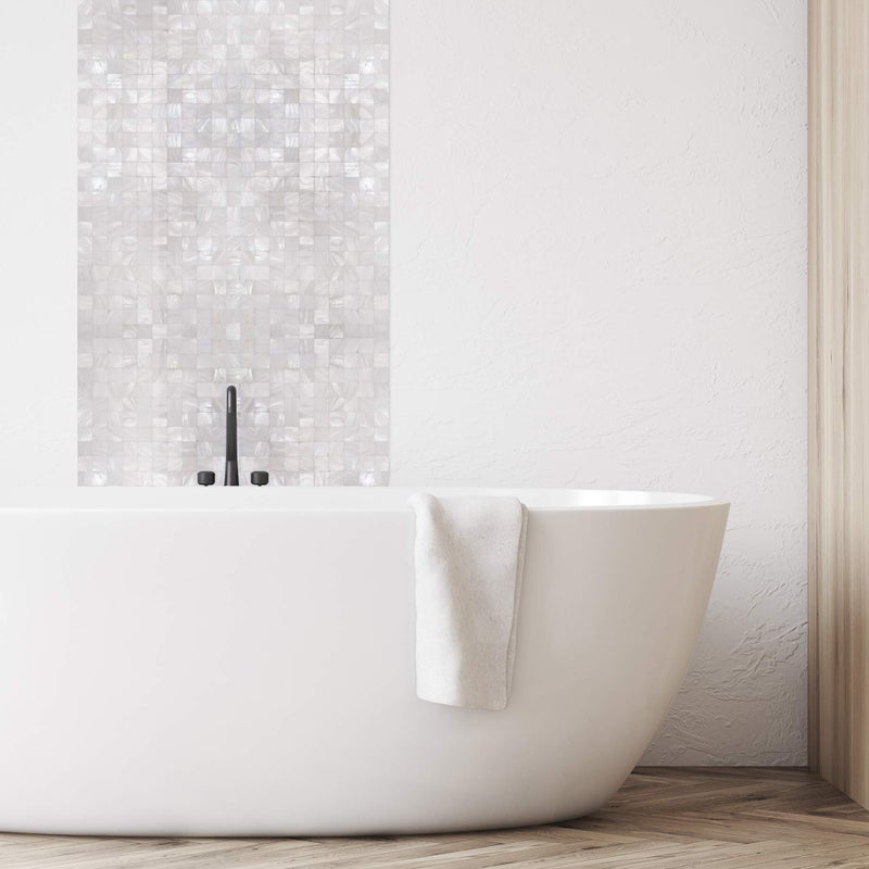 KASARO Peel and Stick Backsplash, Mother of Pearl Mosaic Shell Tiles, Self-Adhesive Wall Tile for Kitchen, Bathroom, Bedroom Decor, Waterproof & DIY-Friendly, 1 Sheet (Ivory White, 1 sq ft) - Image 5