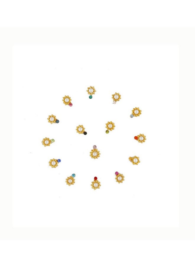 Anuradha Art Jewellery - Anuradha Art Jewellery Presenting Small Stone Bindis for Women - Gold - Image 1