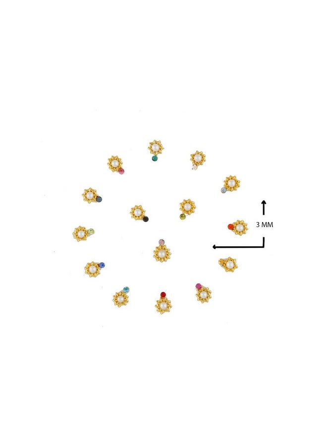 Anuradha Art Jewellery - Anuradha Art Jewellery Presenting Small Stone Bindis for Women - Gold - Image 1