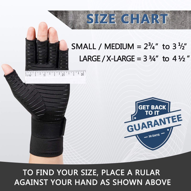 Henotic Copper Arthritis Gloves For Women Men  Wrist Reinforcement Fingerless Arthritis Compression Gloves For Relieving Carpal Tunnel Aches  Rheumatoid Pains  Joint Swell - Image 4