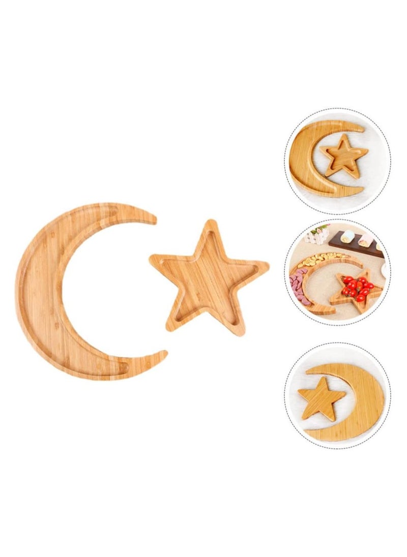 ARNOTEC Decoration Wooden Dinner Plate Home Ramadan Food Serving Tray Moon Star Eid Ramadan Home Party Dessert Decor  - Image 4