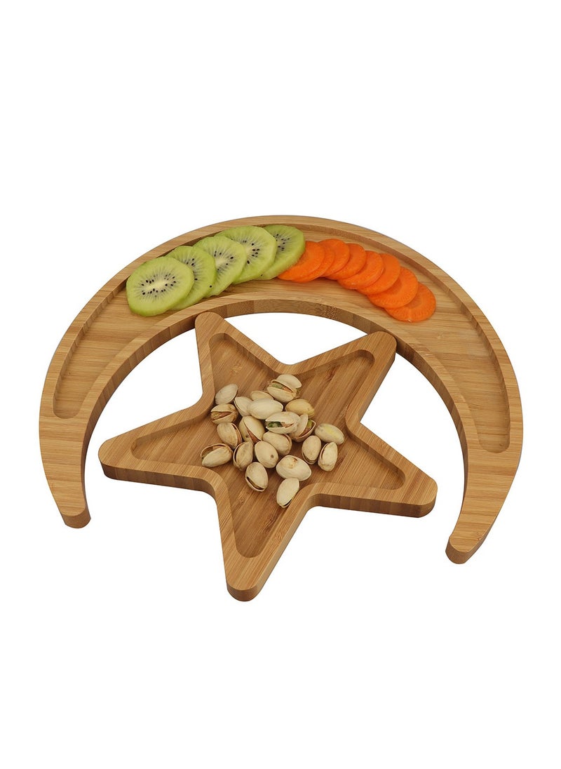 ARNOTEC Decoration Wooden Dinner Plate Home Ramadan Food Serving Tray Moon Star Eid Ramadan Home Party Dessert Decor  - Image 2