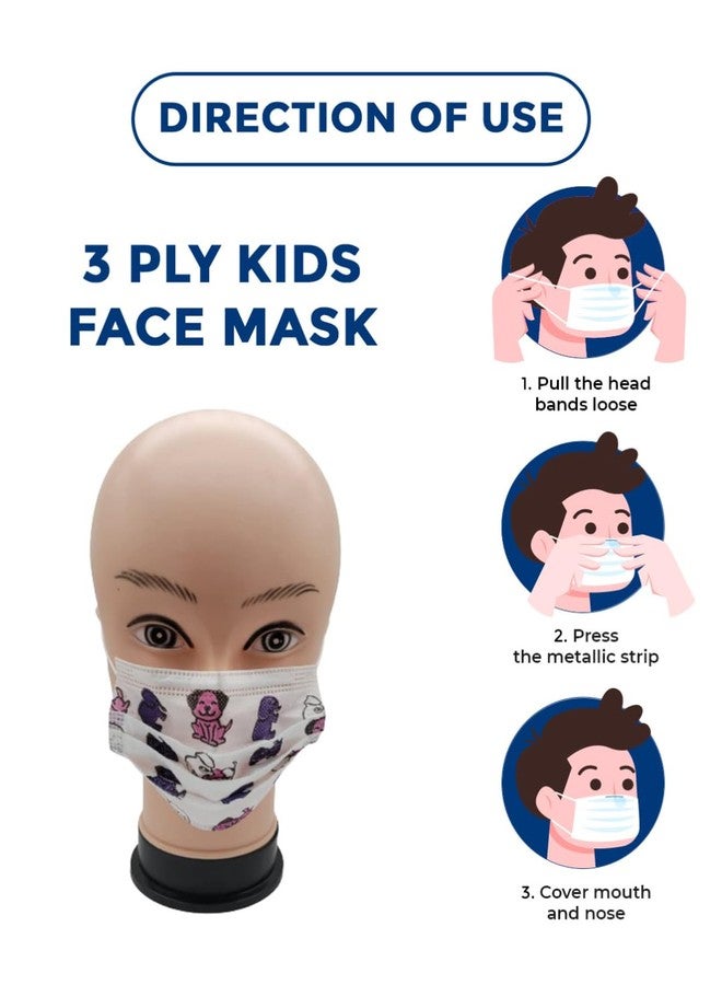C-Cure® Meltblown Fabric Kids 3 Ply Disposable Face Mask with Nose Clip for Boys & Girls, Suitable for Children Aged 5 to 12 Years (Multicolor, Pack of 100) for Unisex - Image 4