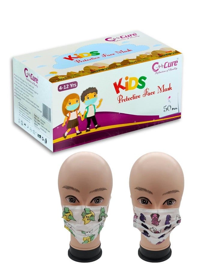 C-Cure® Meltblown Fabric Kids 3 Ply Disposable Face Mask with Nose Clip for Boys & Girls, Suitable for Children Aged 5 to 12 Years (Multicolor, Pack of 100) for Unisex - Image 2