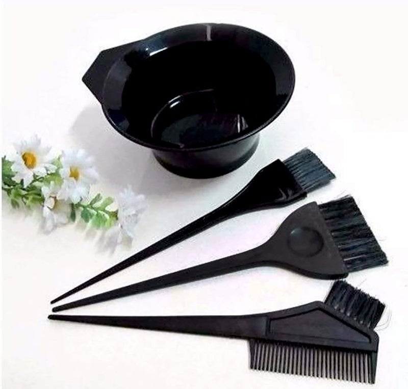 CRIYALE 4 pc Hair Dye Brush And Bowl For Women And Men's Hair Colouring, Salon And Parlour Use Hair Dying 3 Brush With Bowl, (Black Color)(pack of 1) - Image 3