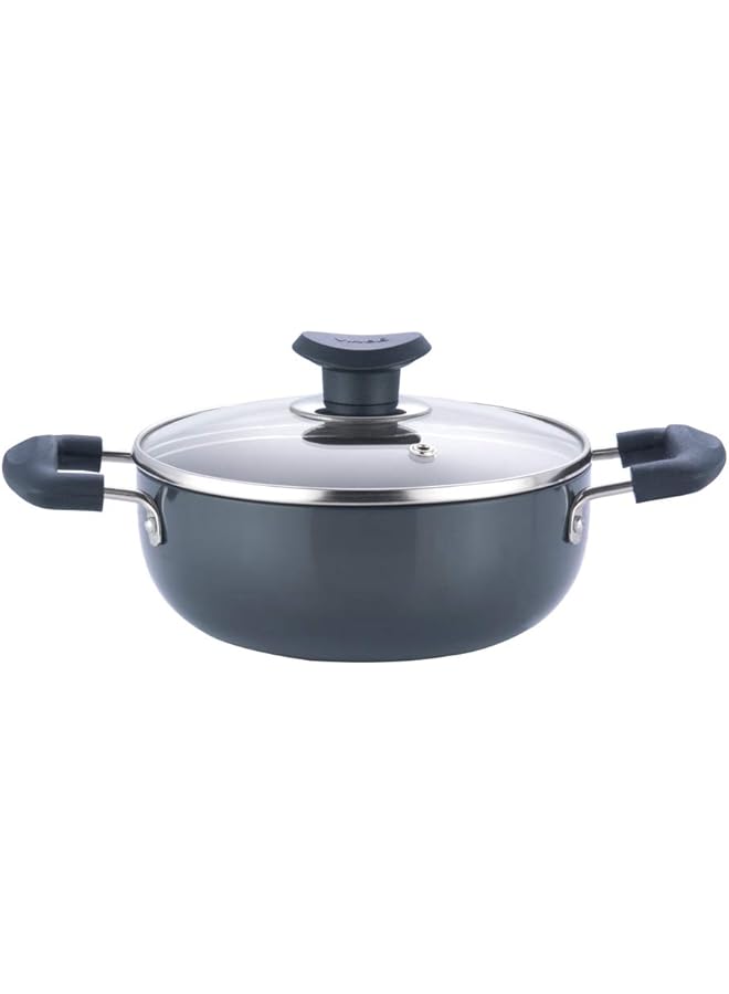 فينود قدر عميق من الألمنيوم المؤكسد الصلب مع غطاء زجاجي 20 سم، 2.1 لتر، غير قابل للحث - Image 1