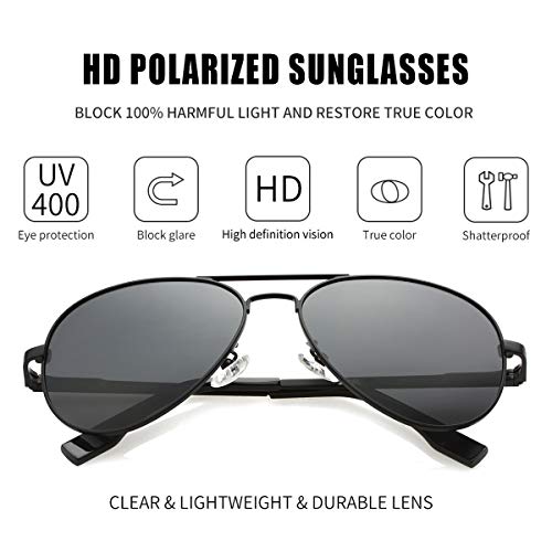 Kursan Kids Small Polarized Aviator Sunglasses for Boys Girls Age 4-18, 100% UV400 Protection, 52MM ((2 Pack) Black Frame Black Lens/Gold Frame Black Lens) - Image 2
