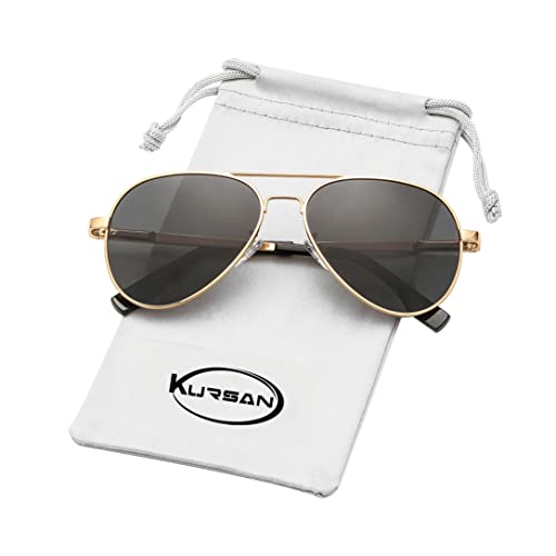 Kursan Kids Small Polarized Aviator Sunglasses for Boys Girls Age 4-18, 100% UV400 Protection, 52MM ((2 Pack) Black Frame Black Lens/Gold Frame Black Lens) - Image 4