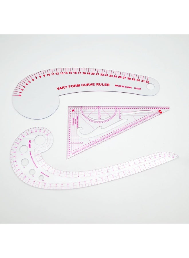 دايتويز مجموعة مسطرة خياطة مترية شفافة أنيقة، مسطرة بنمط منحنى فرنسي للمبتدئين والخياطين والمصممين والخياطة والتطريز والغرز المتقاطعة والكروشيه والحياكة، 9 قطع - Image 4