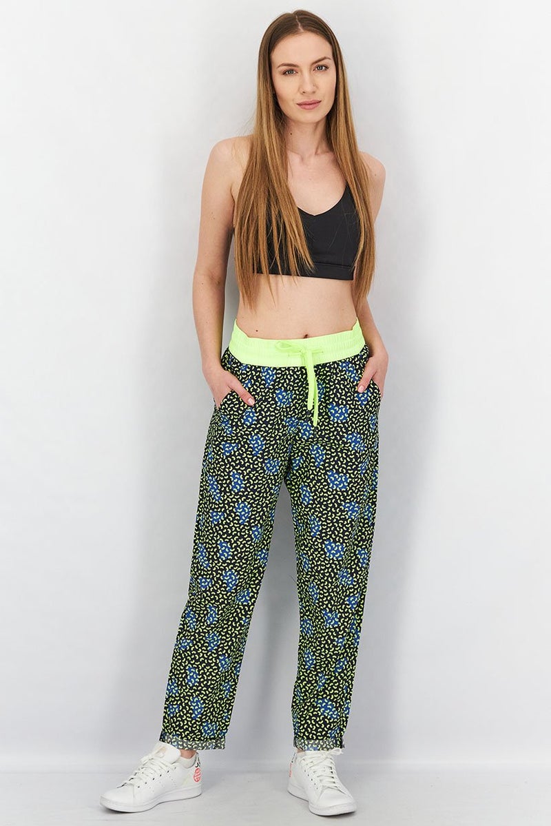 EDC Women Regular Fit Side Pocket All Over Print Pants, Navy Combo - Image 4