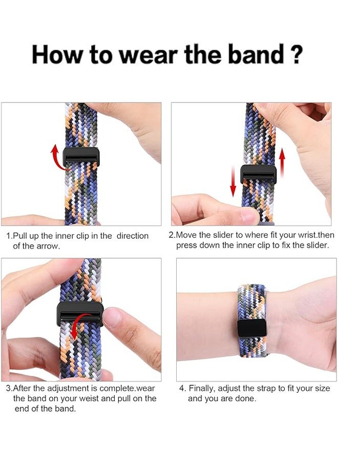 Huawei Watch GT3/GT2 Replace Bands, Adjustable Braided Solo Loop Stretchable Elastics Sport Wristband Nylon Band, for Women Men, 22MM (Colorful Cowboys) - Image 4