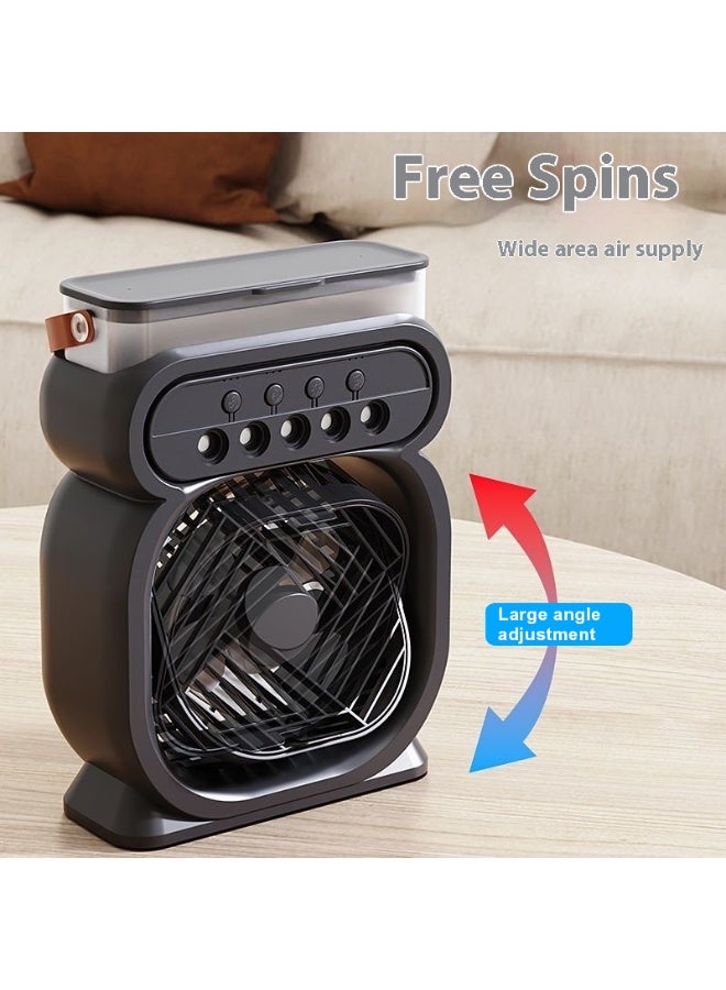BlueFire Portable Mini Air Cooler Fan 3-in-1 Air Conditioner Humidifier with Water Spray, Rechargeable USB Battery Powered Table Cooling Fan with 3 Speeds, Night Light, Remote Control for Bedroom, Office, Car, RV, Garage, Outdoor Use – Energy Saving Personal Cooling Device - Image 2