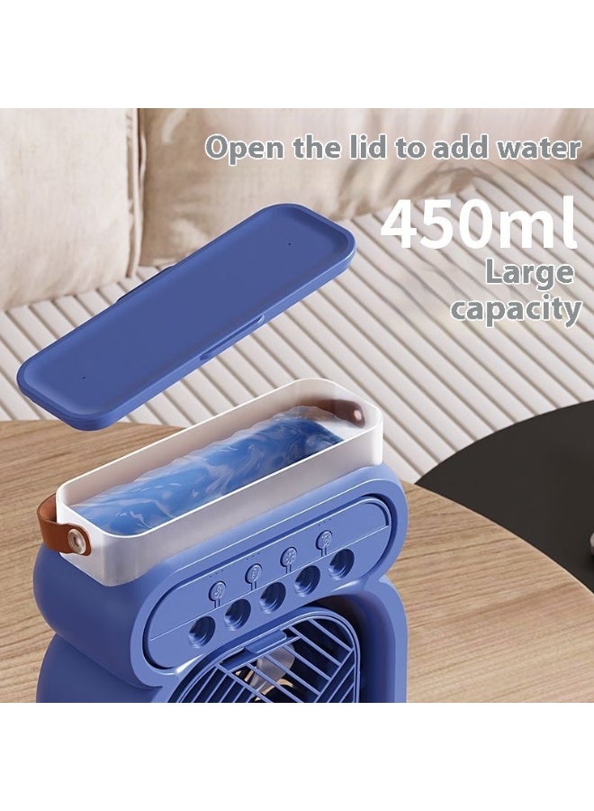 BlueFire Portable Mini Air Cooler Fan 3-in-1 Air Conditioner Humidifier with Water Spray, Rechargeable USB Battery Powered Table Cooling Fan with 3 Speeds, Night Light, Remote Control for Bedroom, Office, Car, RV, Garage, Outdoor Use – Energy Saving Personal Cooling Device - Image 1