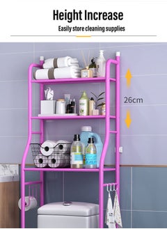 AGD Bathroom Storage Shelf Over the Toilet Three-Tier Metal Space Saving Pink  - Image 2