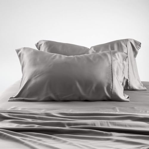 Olive  Crate Tencel Eucalyptus Pillowcases  100 Tencel Lyocell Cooling Pillow Cases for Hot Sleepers  Hypoallergenic MoistureWicking Silk Alternative Vegan  Queen Size Set of 2 Stone Gray