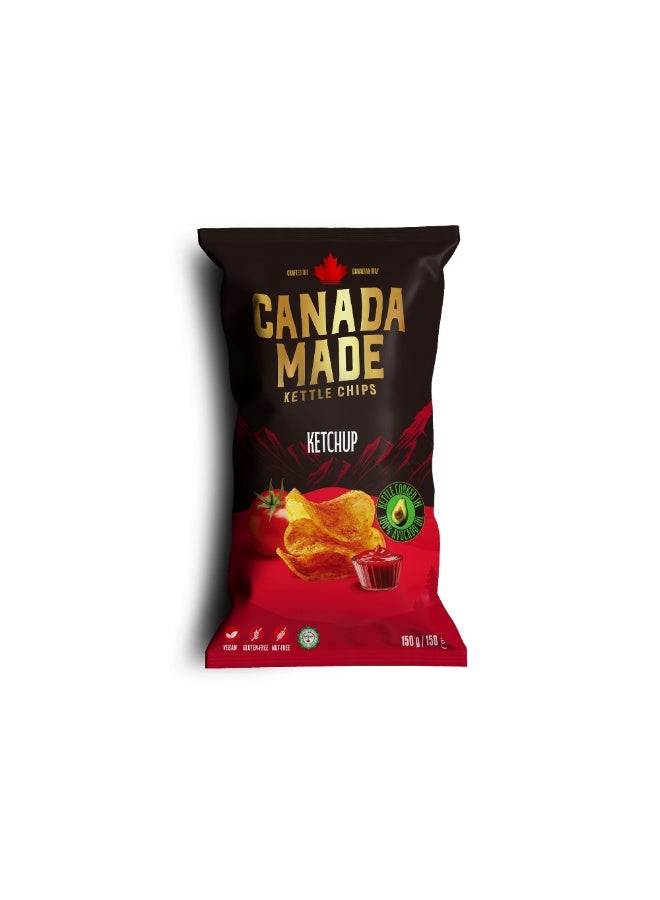Canada Made Healthy Snacks - 100% Avocado Oil Kettle Cooked Potato Chips - Ketchup Flavor, Vegan, Gluten Free, Nut Free Healthy Chips - Made in Canada Snacks - 150g Bag - Image 1