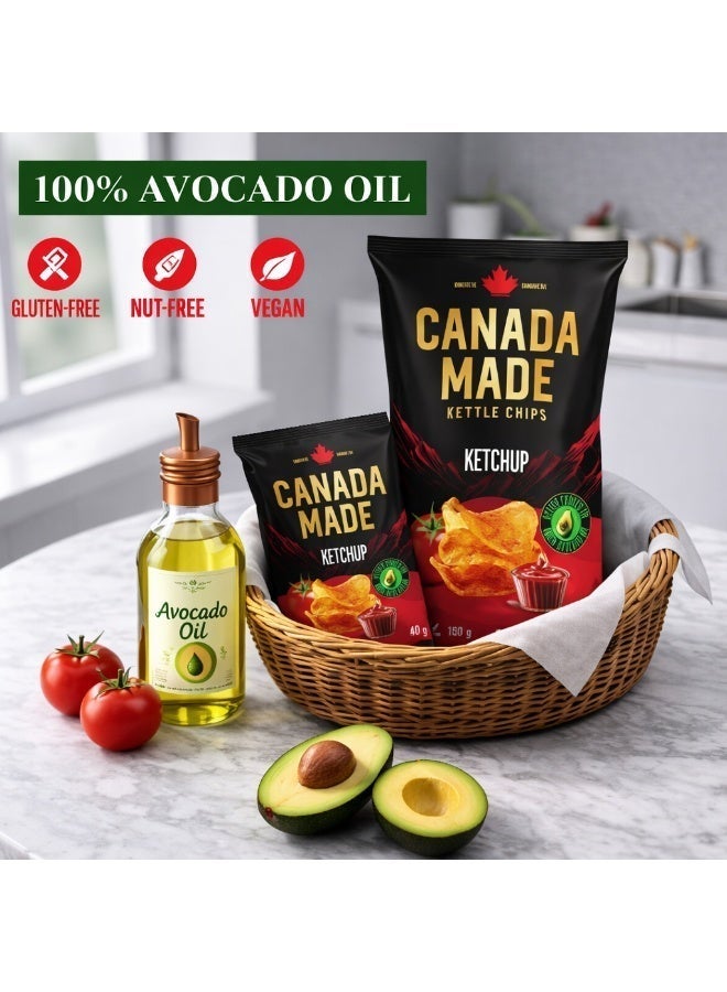 Canada Made Healthy Snacks - 100% Avocado Oil Kettle Cooked Potato Chips - Ketchup Flavor, Vegan, Gluten Free, Nut Free Healthy Chips - Made in Canada Snacks - 150g Bag - Image 3