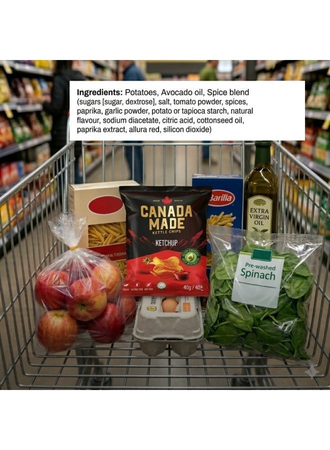 Canada Made Healthy Snacks - 100% Avocado Oil Kettle Cooked Potato Chips - Ketchup Flavor, Vegan, Gluten Free, Nut Free Healthy Chips - Made in Canada Snacks - 150g Bag - Image 4