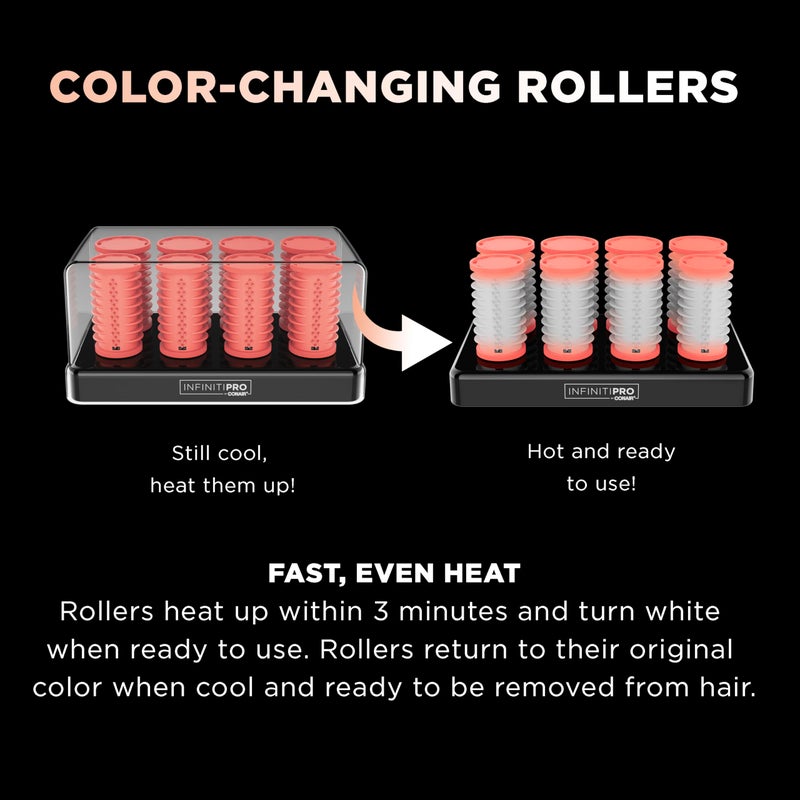 CONAIR INFINITIPRO BY CONAIR Color Changing Hot Rollers for Long  Medium  and All Hair - Hair Curler - Hair Roller Clips Included - 1 1/2-inch and 1 1/4-inch Rollers - Image 5