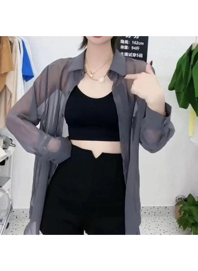 قميص صيفي جديد خفيف للنساء - قميص طويل الأكمام عصري، واقي من الشمس، مناسب للاستخدام اليومي والتنقل، معطف نسائي