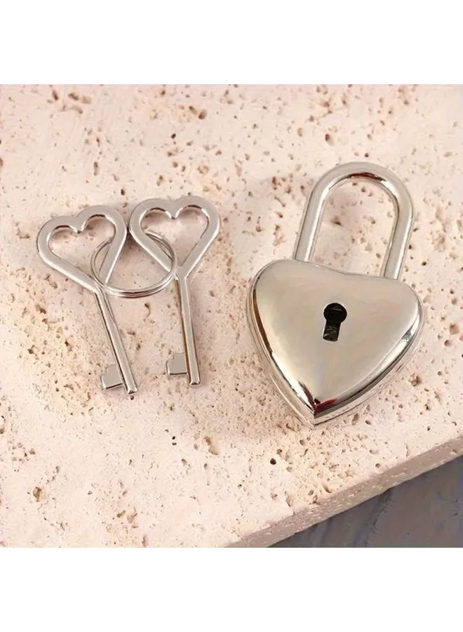 3pcs Heart Shaped Mini Padlocks with Keys for Luggage Jewelry Box Diary Gift - Image 1