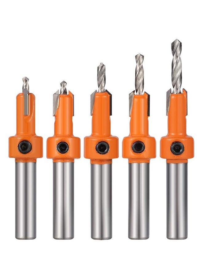 GNAFOTU 5 Pcs HSS Countersink Drill Bit Set, Woodworking Chamfer Screws Hole Drills Bit for Wood Drilling, Plastic, Drilling Holes£¨2.8mm, 3mm, 3.2mm, 3.5mm, 4mm£©Drill Tools & Accessories - Image 1