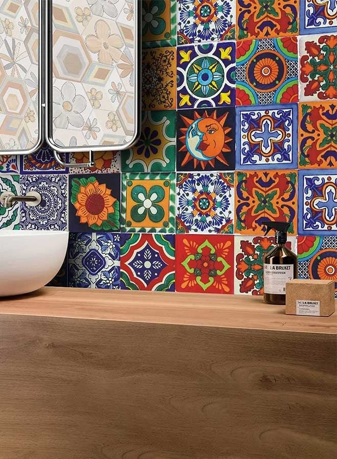 RAWAID 24 Pcs Tile Stickers - Waterproof PVC Wall Decor for Bathroom & Kitchen, 2D Retro Mosaic Style Stickers, 4x4 Inch Self-Adhesive Removable Decoration for Home - Image 5