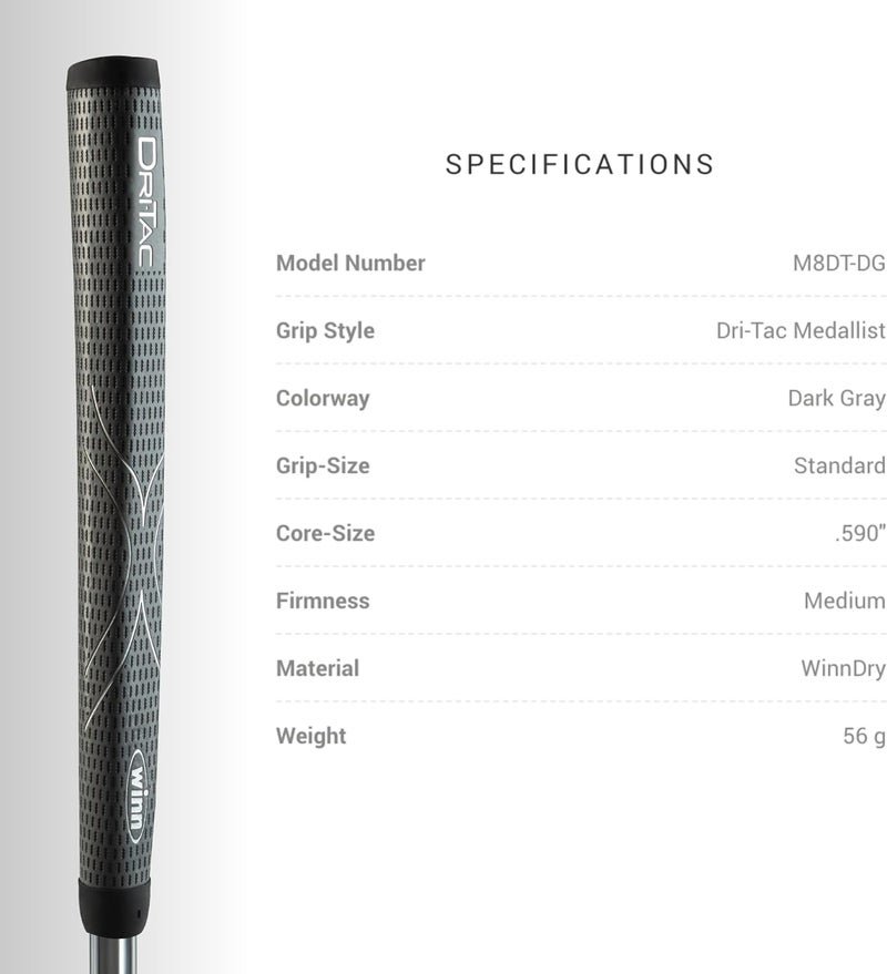 Winn DriTac Medallist Pistol Putter Grip, Soft-Edged Design, Ultimate Comfort & Slip-Resistance, Best Design for Putting Grip, Stabilize Wrist Action - Image 3