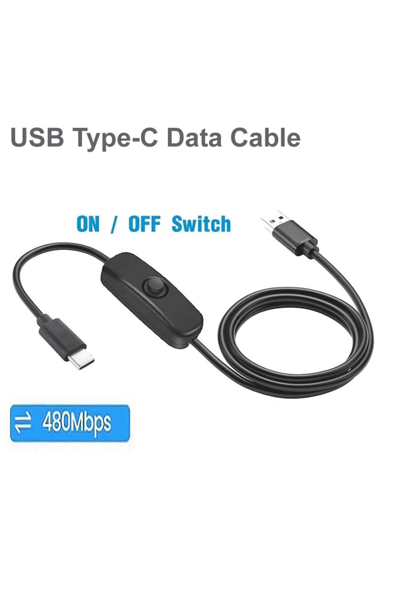 1m Type C Switch Cable USB to Type-C Data Cable with On/Off Switch for Quick Charging Data Transfer,
