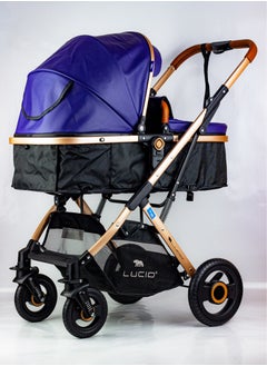 LUCID SENA Baby Stroller, luxury carriage with umbrella and leather cover from Lucid Baby Blue  - Image 3