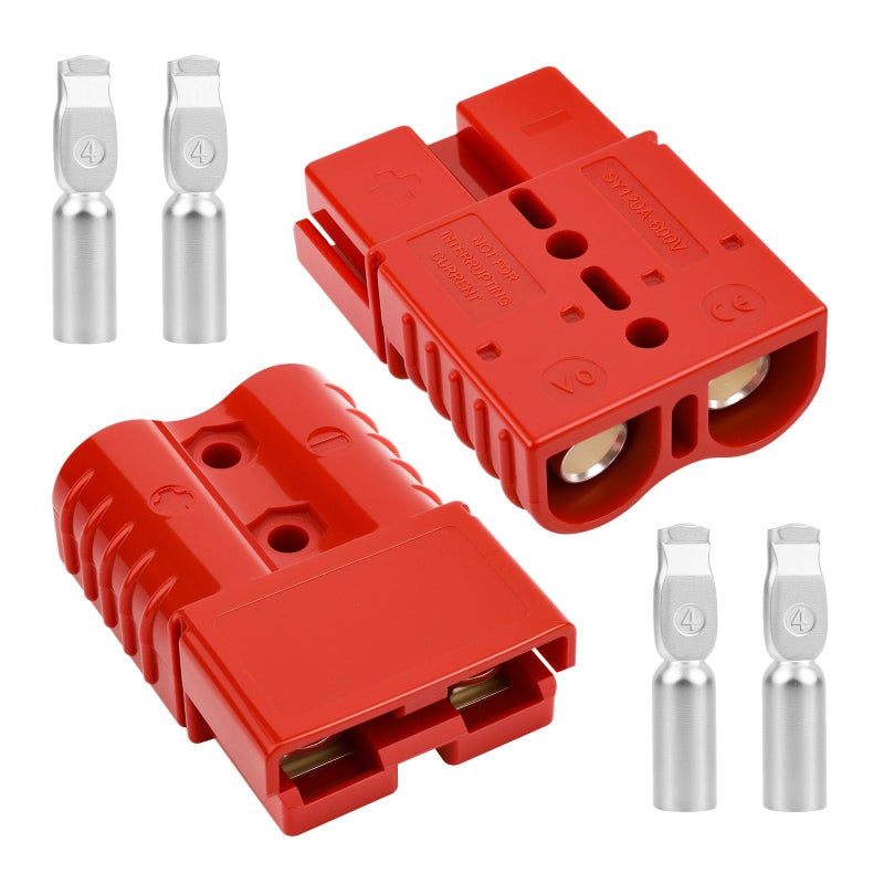 OXDFK 120A600V Battery Quick ConnectDisconnect with 246 AWG 2 PCS Jumper Cable Plug Connector Compatible with Anderson Connector for Rescue Winch Motor Recovery Winch Trailer Traction SystemRed - Image 3