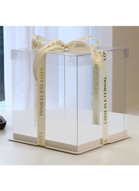 Full Transparent Snack Gift Birthday Cake Packaging Empty Box Lego Blocks Dust-proof-Specifications:1 Set 8inch Double Layer Length 26 Height 24cm-Color:Blue Model + Free Ribbon