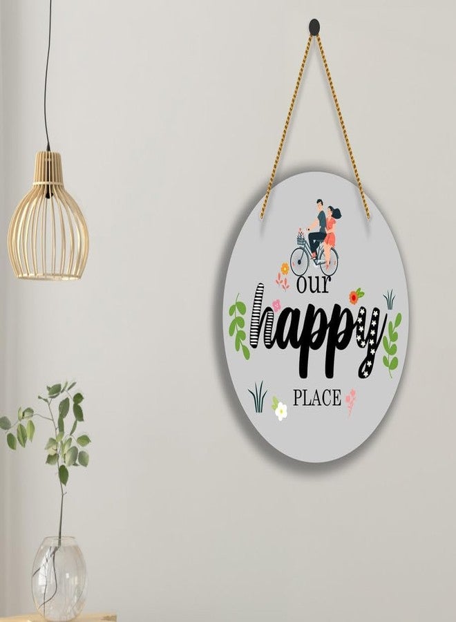 SAF paintings UV Lamined Mdf Round Shape Wall Hanging||Our Happy Place Beautiful Home Decoration Wall Hanging||SA-WHARO-12 - Image 4