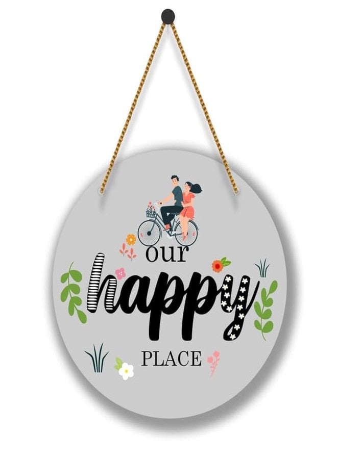 SAF paintings UV Lamined Mdf Round Shape Wall Hanging||Our Happy Place Beautiful Home Decoration Wall Hanging||SA-WHARO-12 - Image 1