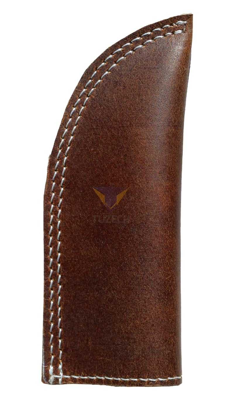 Tuzech Tuzech Handmade Leather Hot Handle Panhandle Potholder Double Layered Stitched Slides OnOff Easily onto Metal Skillet Grips Essential Cookware 55 X 2 Inches Brown  - Image 4