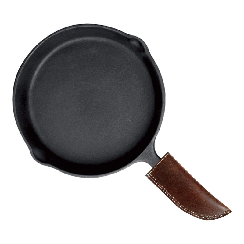 Tuzech Tuzech Handmade Leather Hot Handle Panhandle Potholder Double Layered Stitched Slides OnOff Easily onto Metal Skillet Grips Essential Cookware 55 X 2 Inches Brown  - Image 2