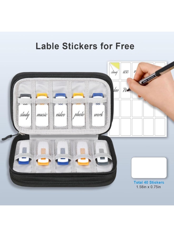 Lacdo USB Flash Drive Case with Labels, USB Case Organizer Thumb Drive Holder Portable Storage Bag Large Capacity for SanDisk/Samsung Flash Drives Jump Drive Memory Stick, SD Card, Cable, Black - Image 4