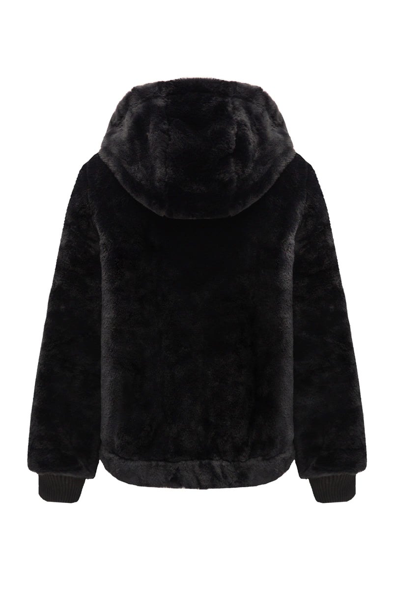 Bellivera Women's Faux Fur Jacket with 2 Side-Seam Pockets Coat with Hood 1712014 Black S - Image 4