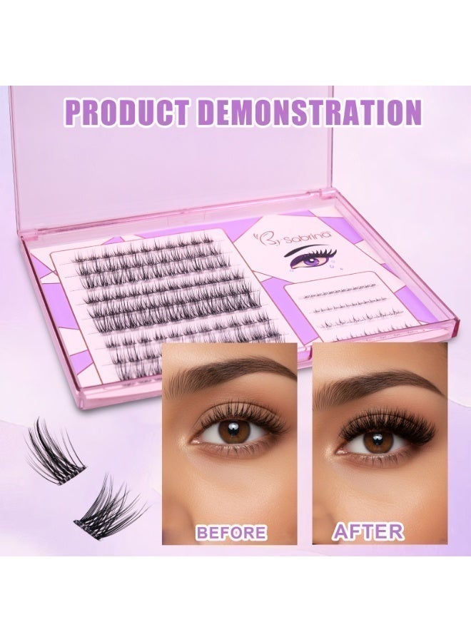 BY SABRINA 126 PCS Self Adhesive Eyelashes Clusters Kit，Pre Bond Type Lashes， Lash Clusters DIY False Eyelashes D Curl Pre Glued with Tweezers for Beginners, Press On Glueless Lash Extension Kit , No Glue Needed No Remover No Residue，Wispy Lashes Cluster Kit，Press On Glueless Lash Extension Kit - Image 5