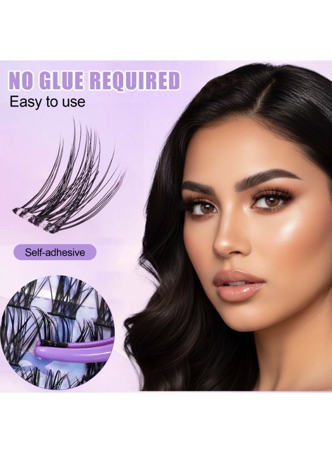 BY SABRINA 126 PCS Self Adhesive Eyelashes Clusters Kit，Pre Bond Type Lashes， Lash Clusters DIY False Eyelashes D Curl Pre Glued with Tweezers for Beginners, Press On Glueless Lash Extension Kit , No Glue Needed No Remover No Residue，Wispy Lashes Cluster Kit，Press On Glueless Lash Extension Kit - Image 3