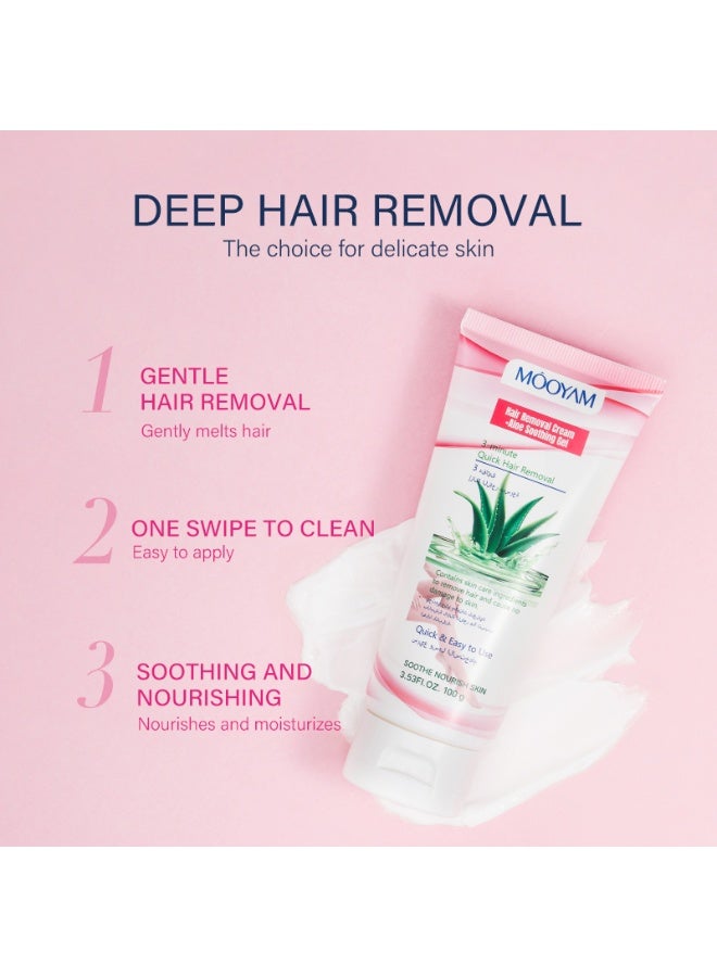 موويام كريم إزالة الشعر لإزالة شعر الإبطين وشعر الساقين، ملطف ومرمم للإبطين، إزالة الشعر دون ترك آثار لكل زجاجة 100 جرام - Image 3