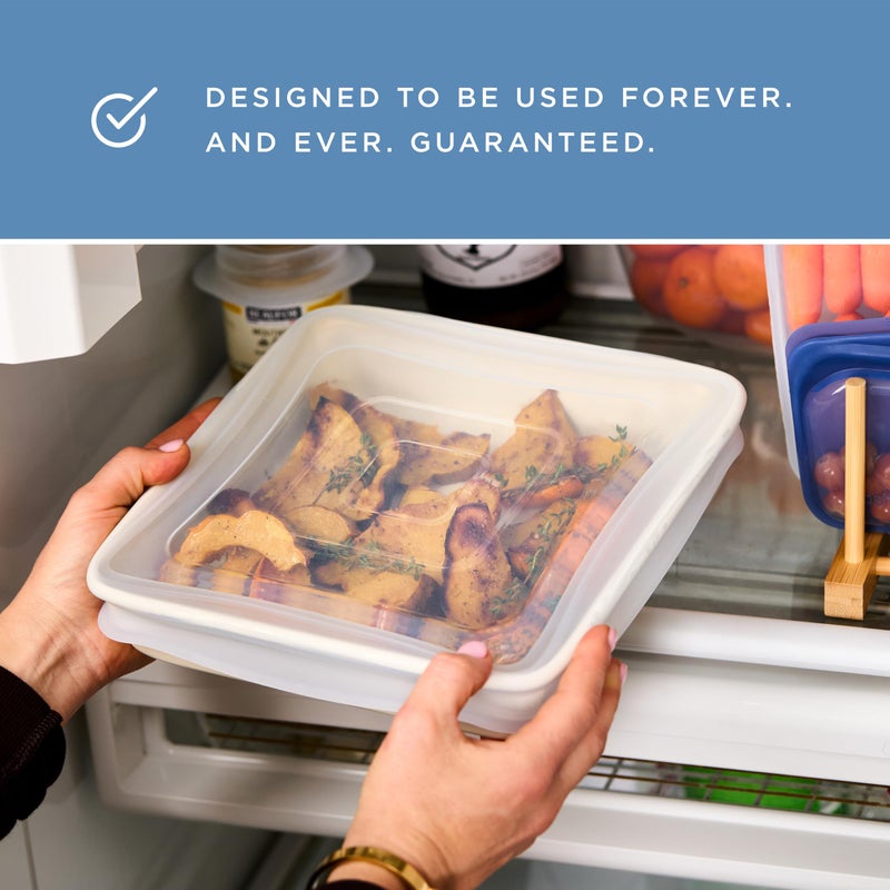 Stasher Reusable Silicone Stretch Lid for Casseroles, Sheet Pans, Baking Dishesâ€“Square Replacement Lid, 8â€x8â€, Stretchable, Leak-free, Microwave Safe, Dishwasher Safe, Food Cover, Eco-Friendly, Clear - Image 2